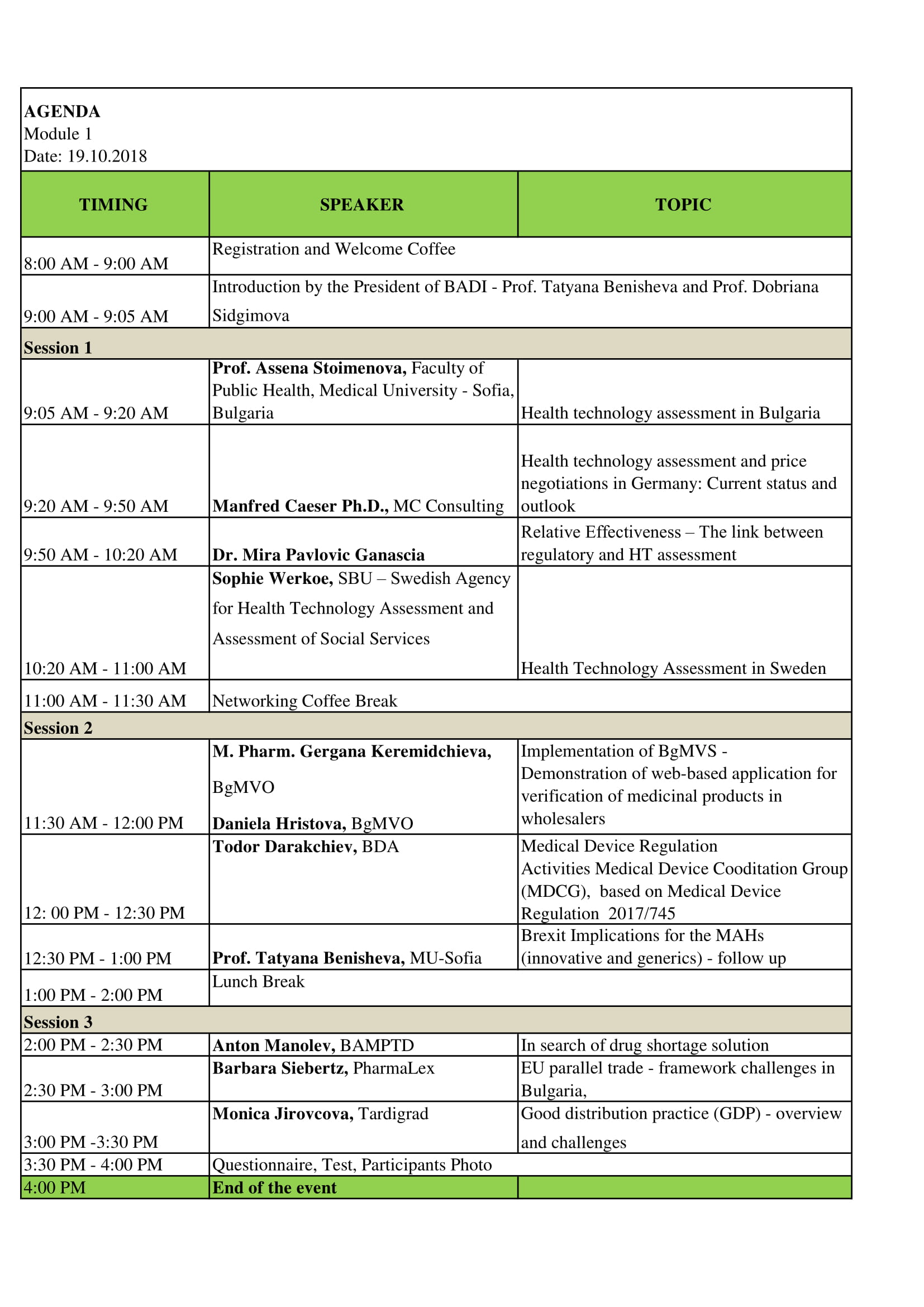 Program Module 1 15.10.2018 1